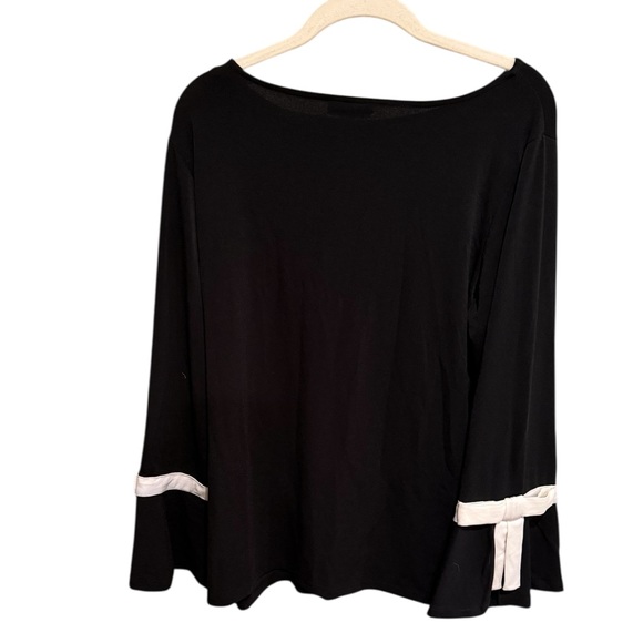 Charter Club Black Long Sleeve Top with Ribbon Accents - Size 0X - Picture 3 of 4